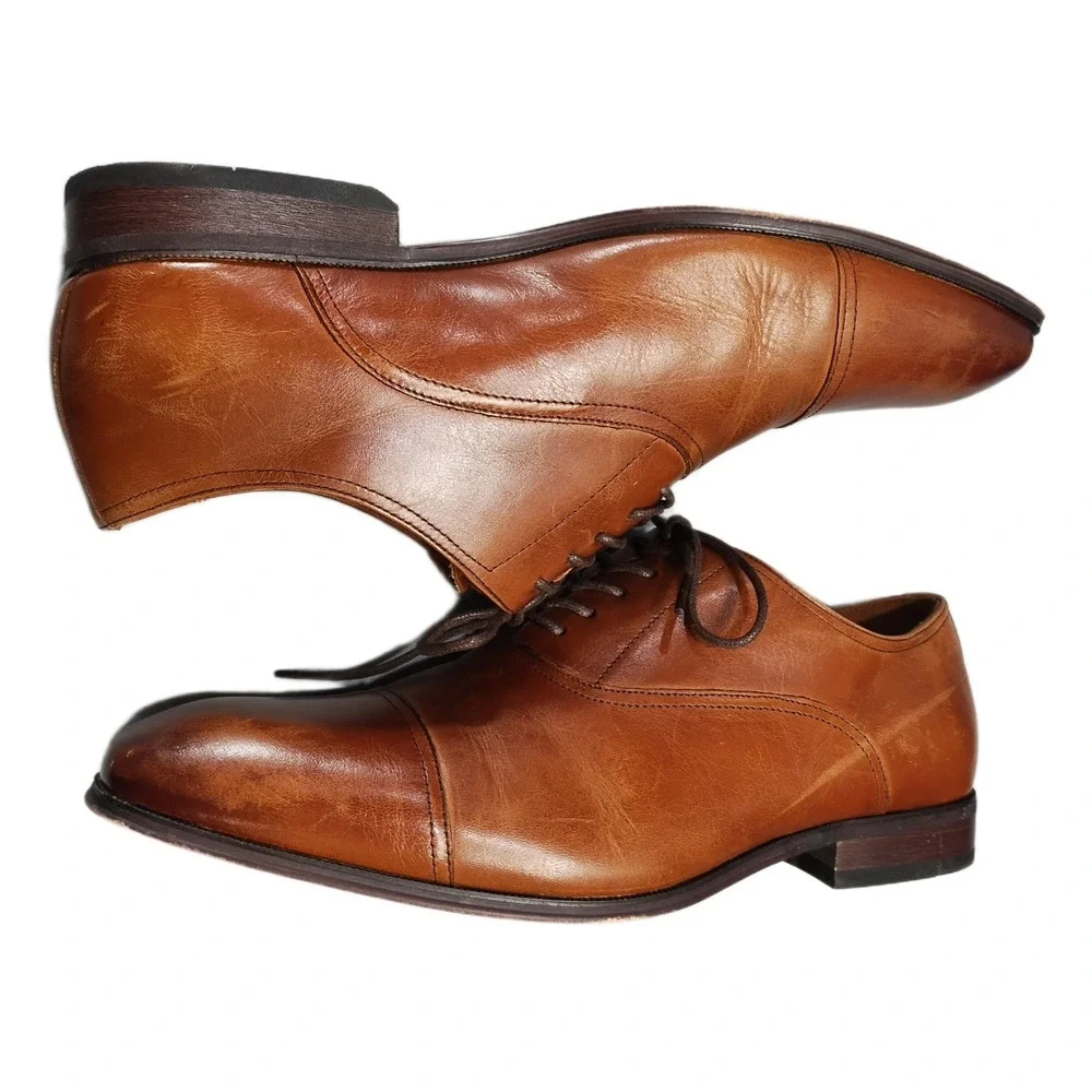 Florsheim Oxford Shoes Mens US 9.5EEE Brown Leather Cap Toe Memory Foam Lace Up